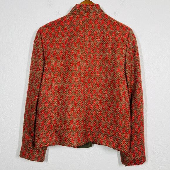 Vintage Herve Benard Tweed Herringbone JAcket Open Front Lined Mock - 10 - Picture 4 of 4